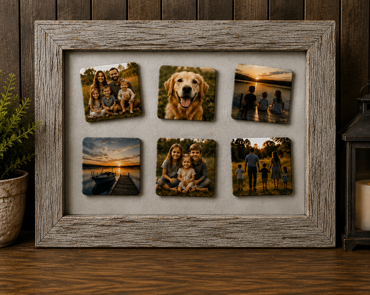 Weathered Barnwood Magnetic Frame + 6 Free Magnets