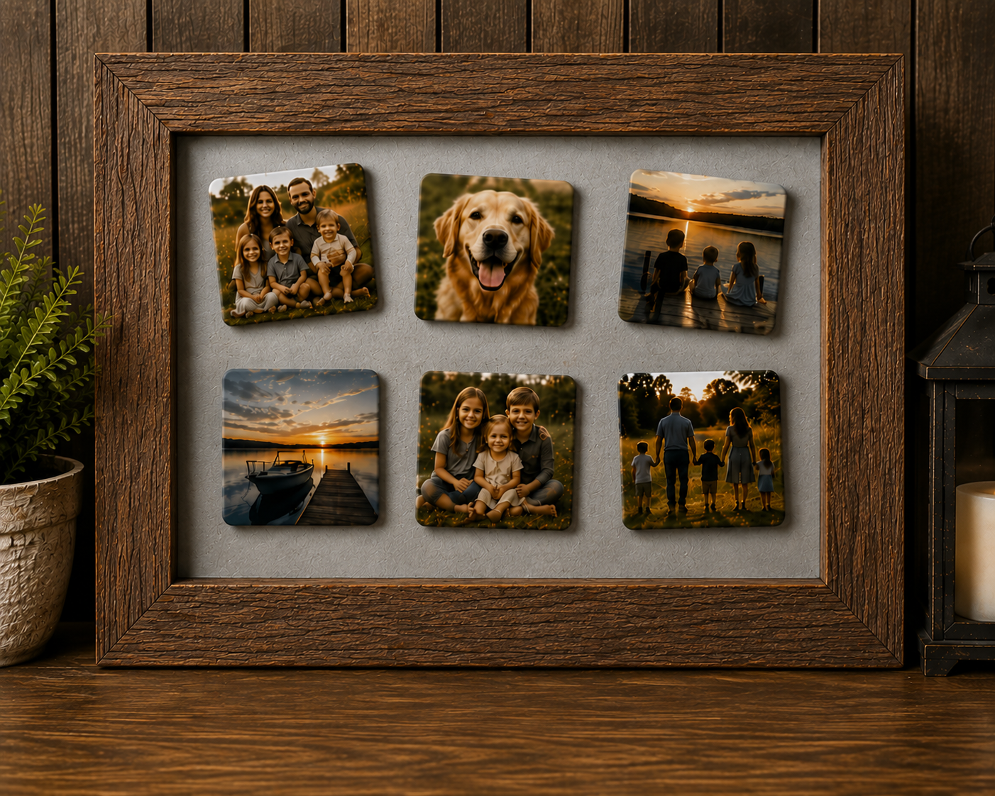 Rustic Walnut Frame W/ 9 Free Magnets